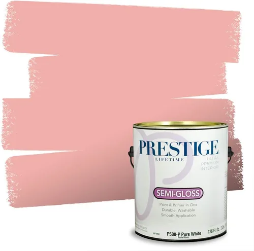 Miniatura 102 de Prestige Paints E100-T-SW6591 Pintura exterior e imprimación en uno, 1 galón, plano, combinación comparable de Sherwin Williams Amaryllis, 1 galón