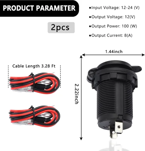 Miniatura 2 de 2 piezas de enchufe para encendedor de cigarrillos de 12 V, enchufe para encendedor de cigarrillos impermeable de 12 V para cargador de coche