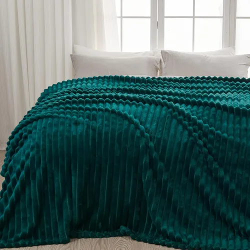 Miniatura 70 de NEWCOSPLAY Manta de Tiro Súper Suave Aqua Franela Sedosa Premium Forro Polar Jacquard Acanalado 3D Ligero Manta de Cama Uso en Todas las Estaciones