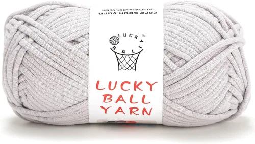 Miniatura 10 de LUCKY BALL Hilo para ganchillo, 3.53 oz/109 yardas, 70% algodón, 30% nailon, #5, hilo de tubo voluminoso para tejer, para bolsos, sombreros