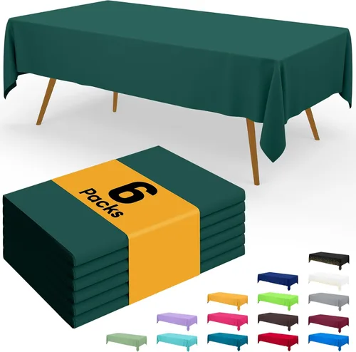 Miniatura 62 de Smiry - Juego de 6 manteles desechables, 54 x 78 pulgadas, manteles impermeables rectangulares para fiestas, cubierta de mesa de plástico