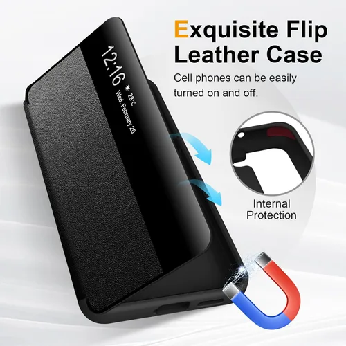 Miniatura 5 de Funda Flip para Samsung Galaxy S21 FE, Vista S, Folio Transparente Translúcido con Vista Clara 360 Grados, Funda Protectora de Cuerpo Completo