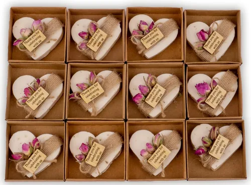 Miniatura 7 de Jabones en forma de corazón, paquete de 12 mini jabones perfumados hechos a mano para despedidas de soltera, fiestas de té, bodas, baby shower