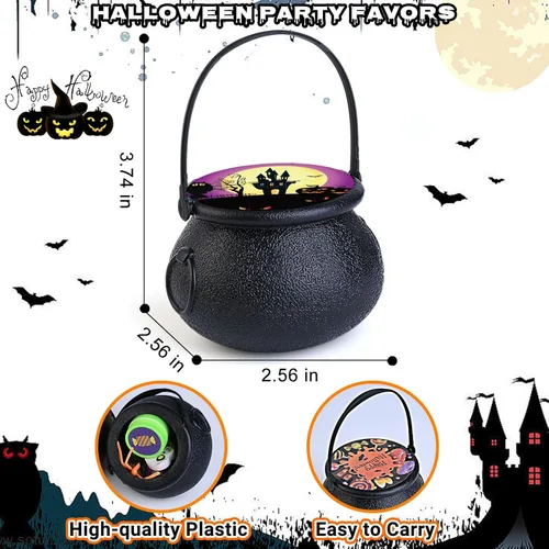 Miniatura 3 de SpringFlower 240 piezas de recuerdos de fiesta de Halloween, paquete de 30 caldero de bruja pequeño de plástico precargado, juguetes de Halloween a