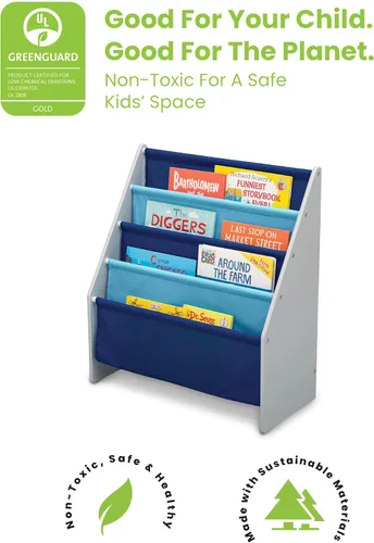 Miniatura 4 de Estantería para libros y juguetes Delta Children, en color gris/azul y organizador de juguetes Spider Man con contenedores de madera de ingeniería