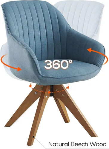 Miniatura 3 de Art Leon Silla de Oficina Sin Ruedas, Silla de Escritorio Moderna de Mediados de Siglo Sin Ruedas, Silla Giratoria de Acento con Patas de Madera