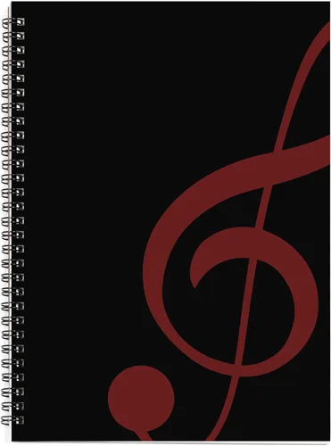 Miniatura 21 de Cuaderno con hojas en blanco para música, composición, manuscrito, con diseño de teclado de piano, 50 hojas, 26 x 19 cm., negro (Black Piano)