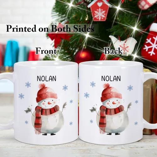 Miniatura 4 de Taza de Navidad personalizada para niños, taza de café con nombre personalizado de muñeco de nieve para niñas y niños, taza de chocolate caliente