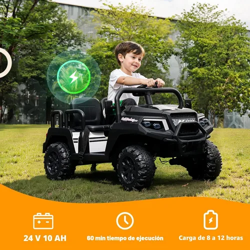 Miniatura 6 de Coche eléctrico para niños, juguetes de 24 V y 4 plazas con control remoto para padres, suspensión de 4 ruedas, capacidad máxima de peso de 220 Negro