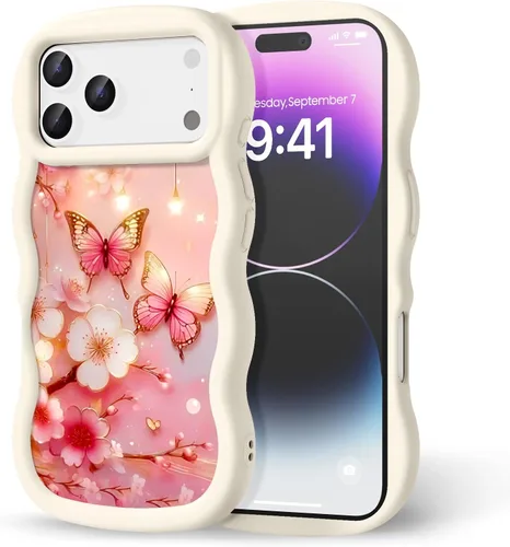 Miniatura 65 de Compatible con iPhone SE/8/7 Funda para Mujeres y Niñas, Marco Ondulado Rizado con Patrón Lindo, Estética Delgada Suave Silicona TPU Parachoques