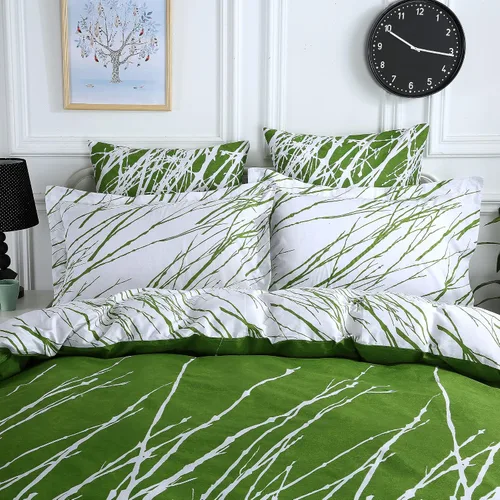 Miniatura 9 de Swanson Beddings - Juego de ropa de cama (100 % algodón), ramas de árbol Funda de edredón, fundas de almohada., Algodón, verde-blanco, gemelo