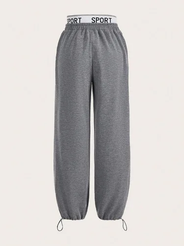 Miniatura 2 de COZYEASE Pantalones deportivos largos sueltos con cinta gráfica para mujer