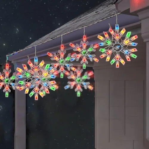 Miniatura 2 de Dazzle Bright Luces navideñas de copo de nieve para exteriores, 100 unidades de 8.5 pies conectables, impermeables, luces de carámbano de Navidad