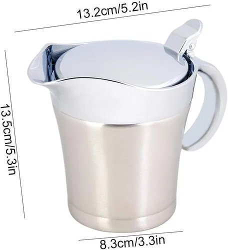 Miniatura 2 de Salsa de doble pared con aislamiento térmico de acero inoxidable 304 Salsa de barco Serveware para bebidas Olla de cocina Jarra para servir