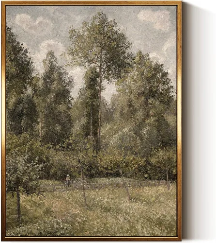 Miniatura 53 de InSimSea Arte de Pared en Lienzo Vintage con Marco Dorado Dama del Siglo XVII en Vestido Blanco Tono Oscuro 12 x 16 pulgadas, Retrato Melancólico