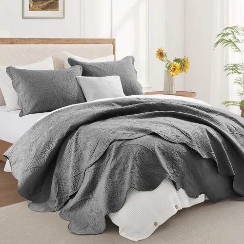 Miniatura 361 de MOONLIGHT20015 Edredón tamaño King (106 x 96 pulgadas) con 2 fundas de almohada (20 x 36 + 2 pulgadas) para todas las estaciones, juego de cama Azul