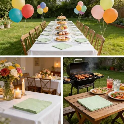 Miniatura 8 de 300 paquetes de servilletas de cóctel de 2 capas, servilletas de postre plegadas de 5 x 5 pulgadas, servilletas desechables para cena, boda, Verde