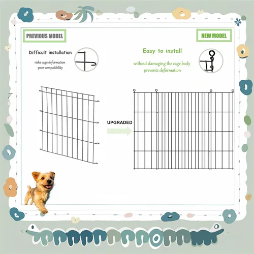 Miniatura 4 de Panel divisor de jaula para perros, paquete de 2 unidades de metal negro, compatible con 42 a 48 pulgadas y otros tamaños de jaulas, 28 pulgadas