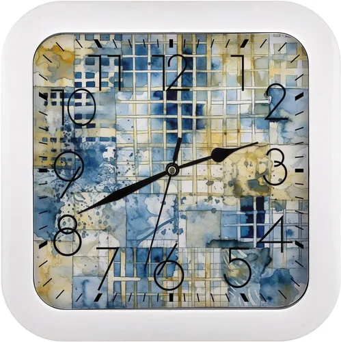 Miniatura 18 de 10" Square Modern Wall Clock,African Mud Cloth Tribal Print Kitchen Clocks Wall Battery Operated,Silent Non Ticking Unique Funny Cute Wall Clock for