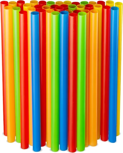 Pajitas de batido jumbo de varios colores, desechables, de boca ancha, pajitas grandes de batido de 9 pulgadas de alto/alto, paquete de 100 Colores
