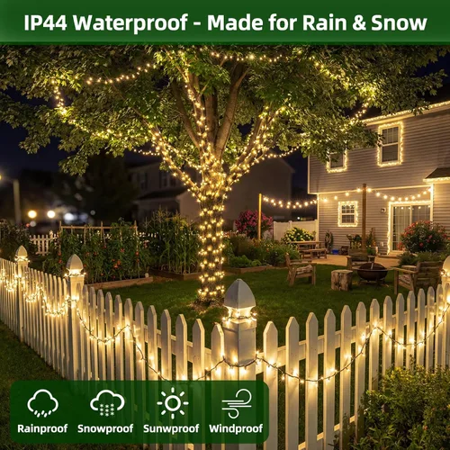 Miniatura 5 de QUHUATU - Guirnalda de 300 luces led de Navidad de 75 pies, 12 modos de iluminación, con memoria de temporizador, para árbol de Navidad, interiores