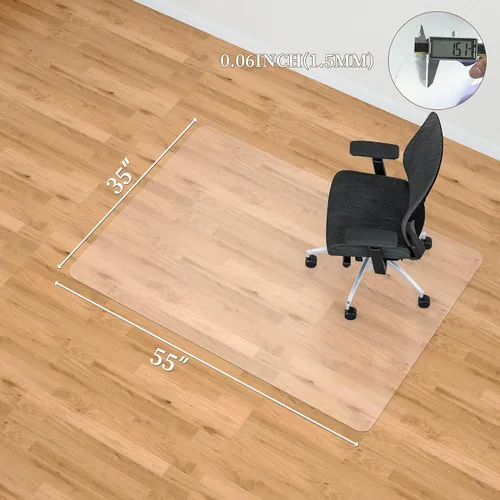 Miniatura 7 de Tapete para silla de oficina para suelos duros, tapete protector de suelo grande de 35 x 55 pulgadas, tapete para silla de escritorio fácil rodante