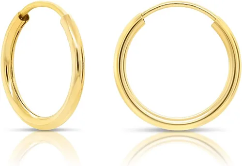 Miniatura 16 de Aretes de argolla de oro amarillo de 14 quilates flexible, de 10-18mm