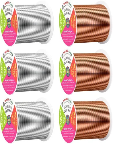 Miniatura 101 de Mandala Crafts - Alambre de aluminio anodizado de 8 calibre para hacer joyas - 9.75 m de alambre flexible negro colorido - Flexible para bonsái
