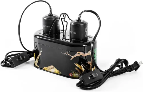 REPTI ZOO Nano Combo Print Tropical Desert Reptile Dual Deep Dome Lámpara Luminaria para Reptiles Máx 40 Vatios Altura Máxima de Bombilla 4 pulgadas
