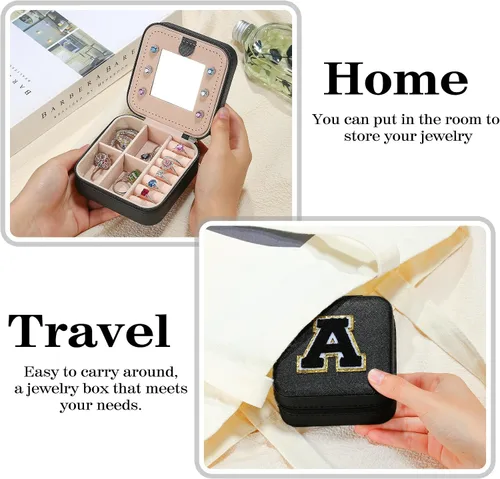 Miniatura 6 de Parima Regalos de graduación para ella, estuche de joyería de viaje de moda, regalos personalizados, joyero de viaje negro, regalos de cumpleaños