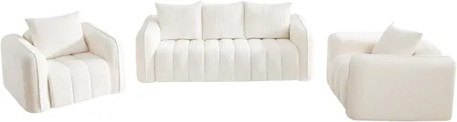 Miniatura 14 de Sofá Loveseat Sin Armazón de 66'', Sofá de 2 Plazas con Asientos Profundos Acolchados con Reposabrazos Redondeados, Sofá Nube de Pana Tapizado