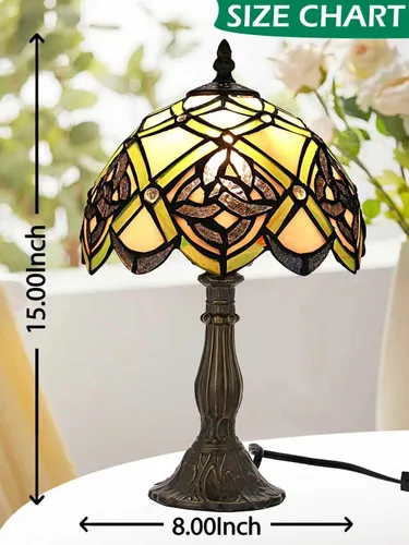Miniatura 5 de KY&BOSAM Lámpara de Mesa Celta Irlandesa Tiffany Estilo Trébol Lámpara de Escritorio Luz Nocturna de Vidrio Emplomado 14 Pulgadas de Alto 8 Pulgadas