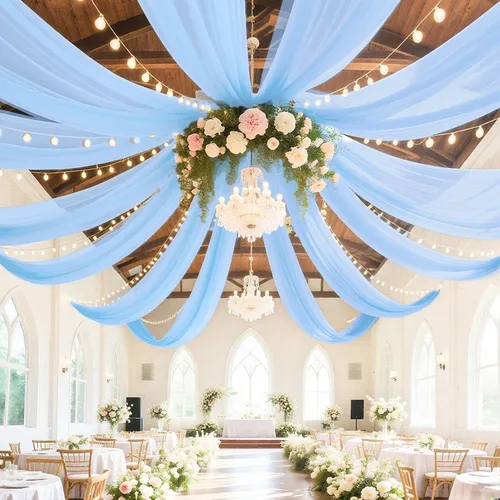 Miniatura 12 de Cortinas de techo verdes para cortinas de boda para techo, tela drapeada, 2 paneles de 5 x 20 pies, cortinas de tela para cortinas de arco de boda