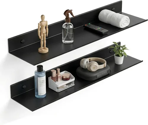 Miniatura 16 de Z metnal Estantes decorativos pequeños, mini estante flotante de exhibición de pared para altavoces inteligentes coleccionables, aluminio, montaje