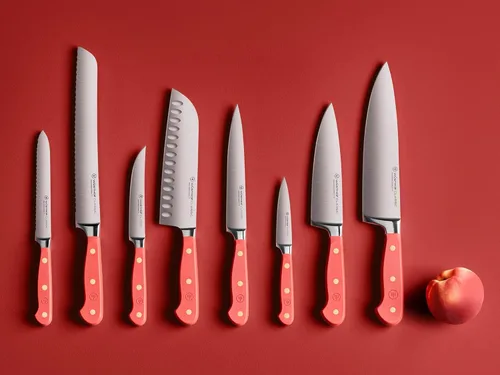 Miniatura 6 de WÜSTHOF Cuchillo Santoku clásico de melocotón coral de 7