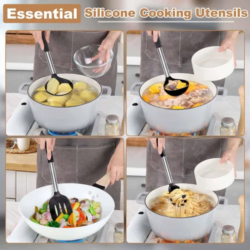 Miniatura 5 de LIANYU Juego de utensilios de cocina de 6 piezas, juego de utensilios de cocina de silicona para utensilios de cocina antiadherentes, utensilios