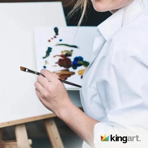 Miniatura 9 de KINGART 1070B Premium 12 Pc. Pinceles de pintura acrílica de precisión para artistas, mango corto y cómodo, pelo sintético Taklon para pinturas