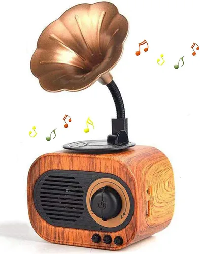 Miniatura 8 de Mini altavoz de música retro vintage inalámbrico portátil al aire libre altavoces estéreo fuerte altavoz de sonido integrado soporte de micrófono
