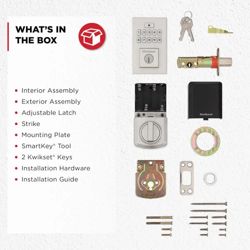 Miniatura 8 de Kwikset SmartCode 260 Cerradura Electrónica de Entrada sin Llave con Teclado y Pestillo de Seguridad, con Auto-Bloqueo, Códigos de Usuario Níquel