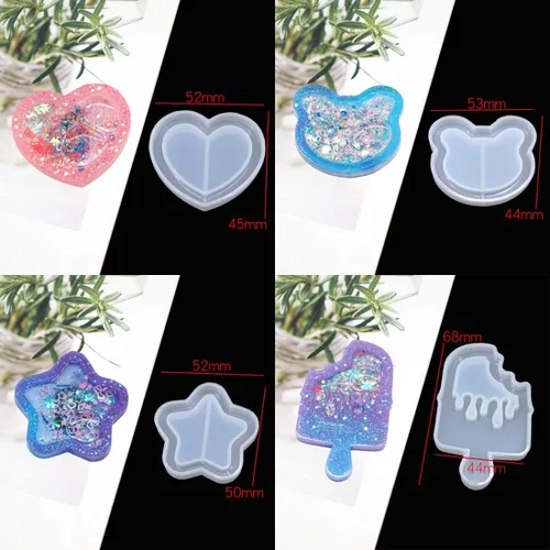 Miniatura 9 de 9 moldes para coctelera de resina, molde de fundición epoxi de arena movediza Kawaii, molde de silicona de animales de gato con 3 hojas de película