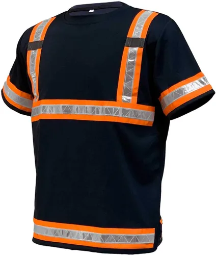 Camisas reflectantes de seguridad para hombres – Camisetas de manga corta de alta visibilidad ANSI Clase 3 engranaje con cinta reflectante