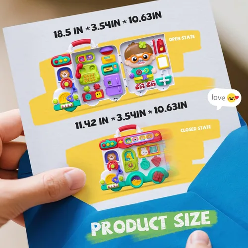 Miniatura 7 de Tablero Ocupado 54 en 1 en Inglés y Español Juguetes Montessori Regalo para Niños de 1 a 2 Años, Juguetes Educativos Montessori para Niños Pequeños