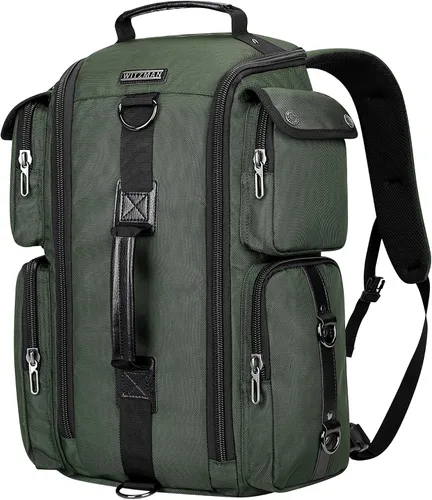 WITZMAN Mochila de viaje para hombre, mochila de mano de gran capacidad, mochila para portátil de 17 pulgadas (6695 verde militar)