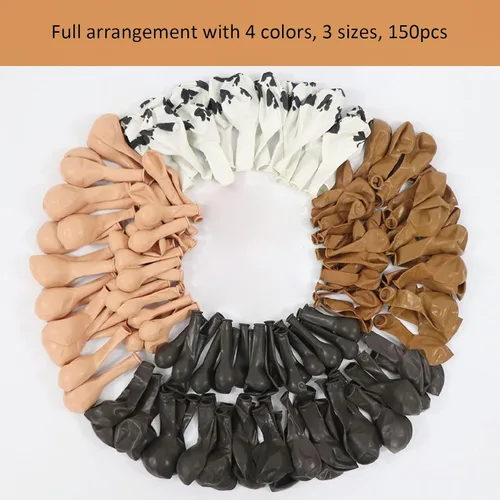 Miniatura 3 de Kit de arco de globos de vaquero – 150 piezas de cacao de albaricoque marrón desnudo con globos de impresión de vaca para decoración de fiesta