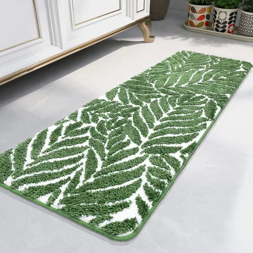 Miniatura 16 de Alfombra de Baño Azul - Alfombra de baño azul oscuro pequeña con hojas tropicales, antideslizante, lavable, para suelo de baño, bonita alfombra