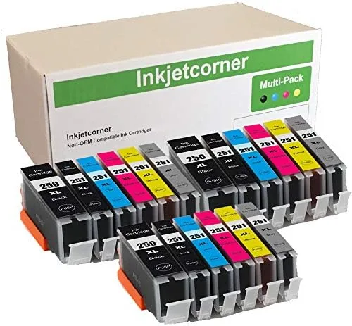 Cartuchos de tinta compatibles de repuesto para PGI-250XL CLI-251XL 250XL 251XL para uso con iP8720 MG7120 MG7520 MG6320 (paquete de 18)