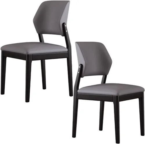 Miniatura 35 de YVYKFZD Wooden Dining Chairs Set, Leather Dining Room Chair, Upholstered Kitchen Chairs with Curved Backrest, Armless Living Room Chair, for Bedroom