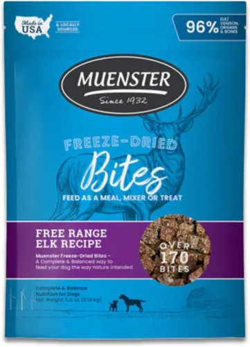 Miniatura 14 de Muenster Bocados de carne liofilizados – Comida para perros, golosinas, batidora o adorno (5 onzas) – Sin granos