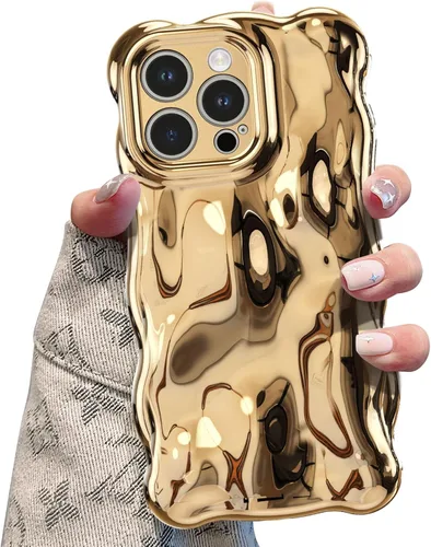 Miniatura 13 de UEEBAI Funda ondulada para iPhone 12 Pro Max, bonita cubierta plateada con forma de onda para iPhone, bonita funda estética 3D para teléfono, Blanco