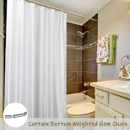 Miniatura 5 de Cortina de ducha con purpurina blanca plateada: cortinas de ducha de tela lavable brillante brillante para baño, cortina de baño de lujo de satén